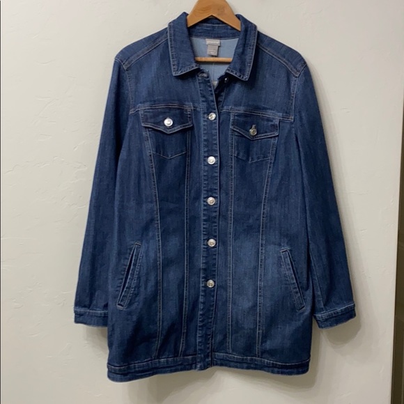chicos elongated denim jacket